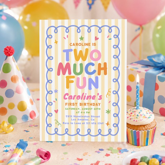 Two Much Fun Colourful 2nd Birthday Invitation (Creator Uploaded)