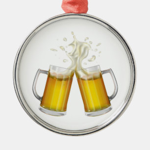 Two mugs with a light beer. metal ornament