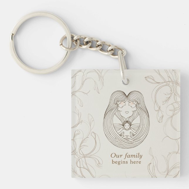 Two mums baby shower  key ring (Front)
