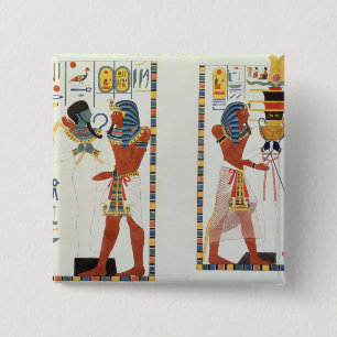 Two Murals from the Tombs of the Kings of Thebes, 15 Cm Square Badge