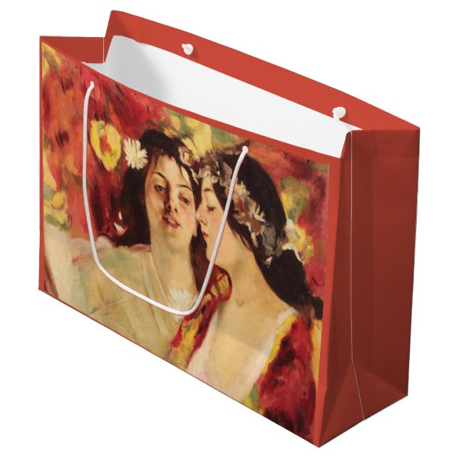 Two Muses of Spring (by Stefan Luchian) Large Gift Bag (Front Angled)