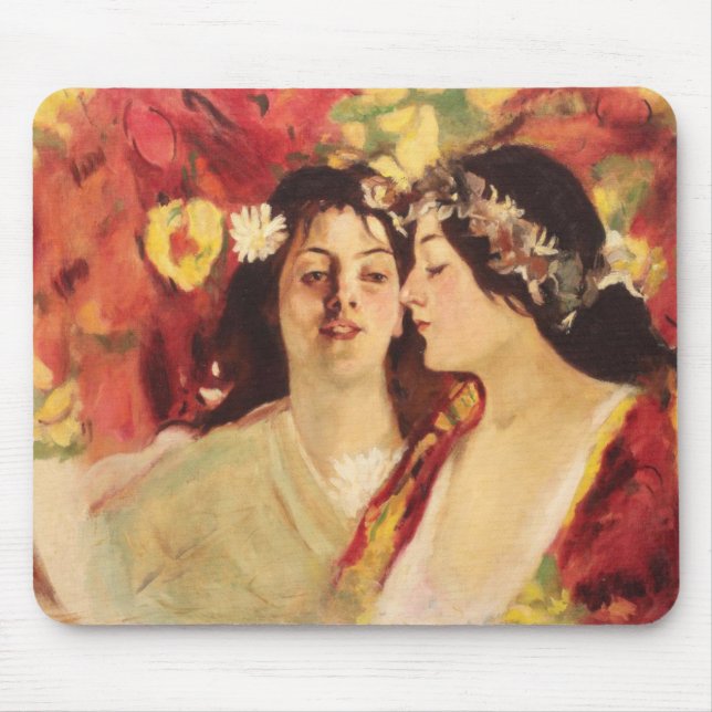 Two Muses of Spring (by Stefan Luchian) Mouse Pad (Front)