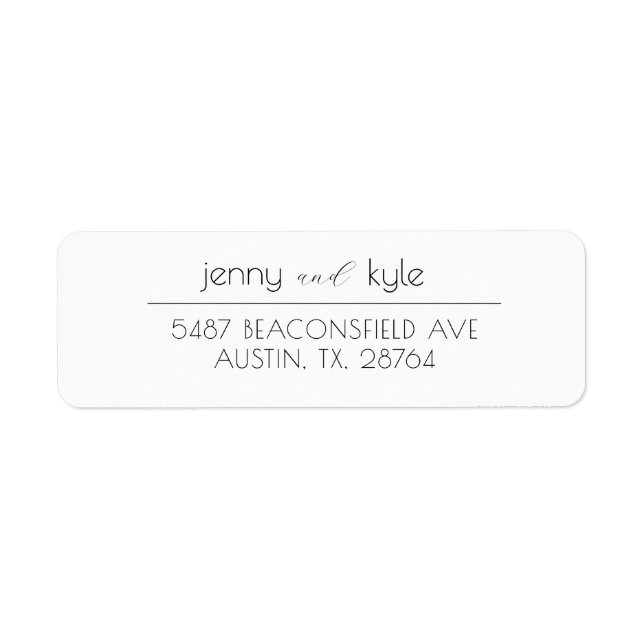 Two Names Couple Clean Modern Return Address Label (Front)
