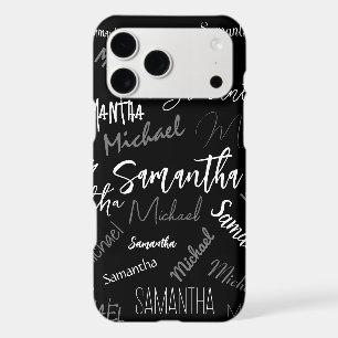 Two names couple pattern monogram black grey white