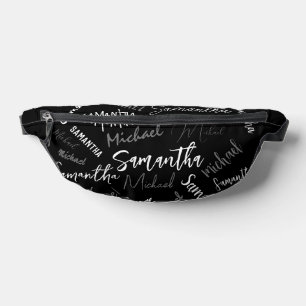 Two names couple pattern monogram black grey white bum bags