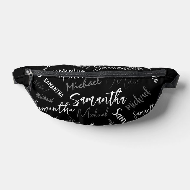 Two names couple pattern monogram black grey white bum bags (Lay Down)