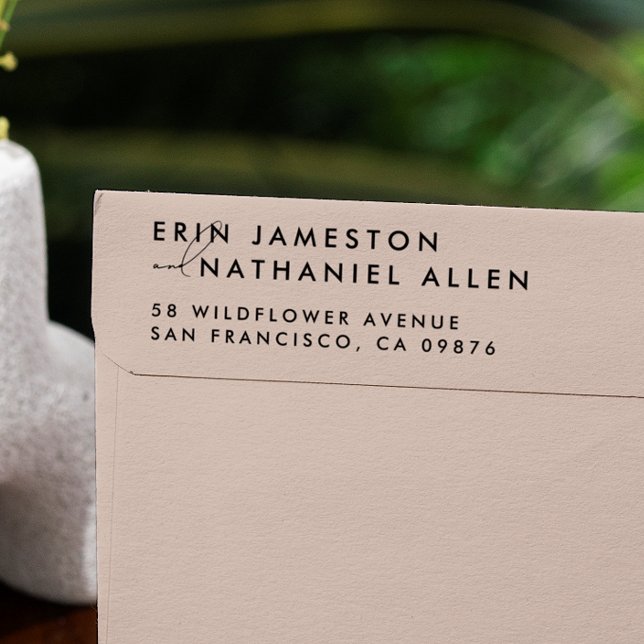 Two Names & Script Font Modern Return Address Rubber Stamp (Creator Uploaded)