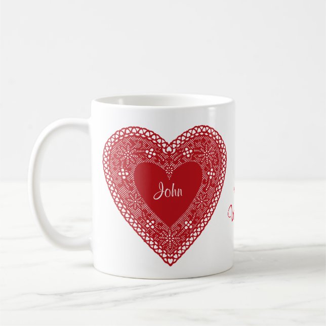 Two Names-Two Hearts Be My Valentine Coffee Mug (Left)
