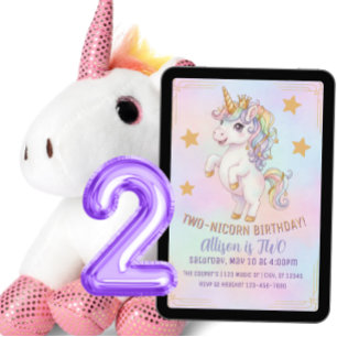 TWO-nicorn, 2nd Birthday Invitation