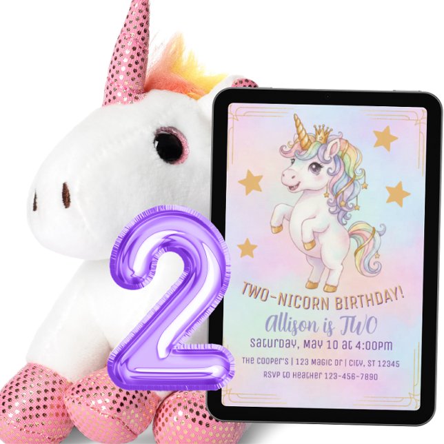 TWO-nicorn, 2nd Birthday Invitation (Creator Uploaded)