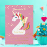 Two nicorn Unicorn Second Birthday Party<br><div class="desc">2-nicorn illustration of number two unicorn with rainbow hair and gold horn,  and wings with gold stars; custom color on the front and back.</div>