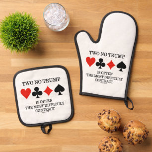 Two No Trump Most Difficult Contract Bridge Humour Oven Mitt & Pot Holder Set