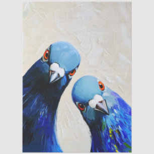 Two Nosy Curious Pigeons Looking at You FW6L Tissue Paper