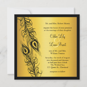 Two of a Kind Peacock Feathers Invitation
