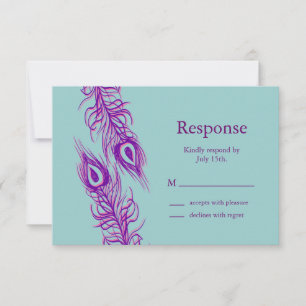 Two of a Kind Peacock Feathers RSVP Card