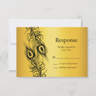 Two of a Kind Peacock Feathers RSVP Card