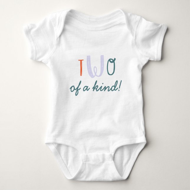 TWO of a kind, twin baby baby grow, 2nd birthday Bodysuit (Front)