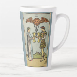 Two of Cups Tarot Art Latte Cup