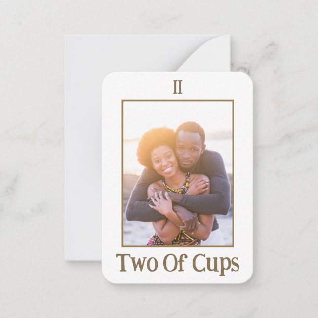 Two Of Cups Tarot | Gold Miniature Photo Enclosure Card (Front)