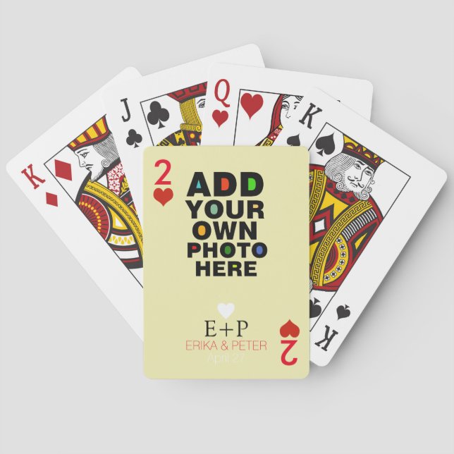 Two of Hearts Love Wedding Photo Playing Cards (Back)