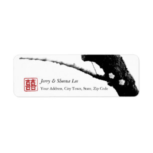 Two of Us Double Happiness Chinese Wedding Custom Return Address Label