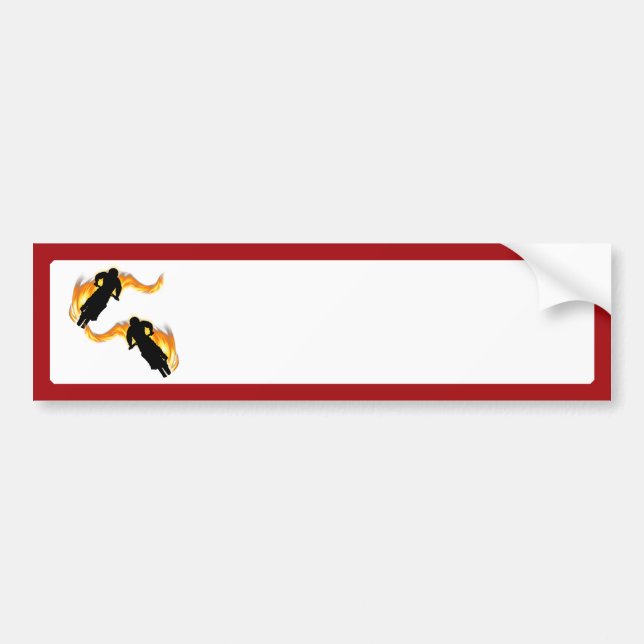 Two Off Road Dirt Bikes with Flames Bumper Sticker (Front)