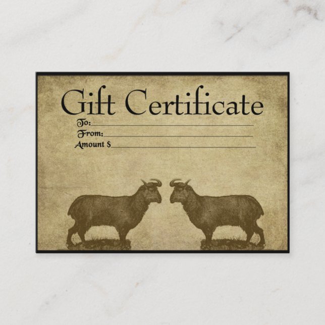 Two Ol' Goats- Prim Gift Certificate Cards (Front)