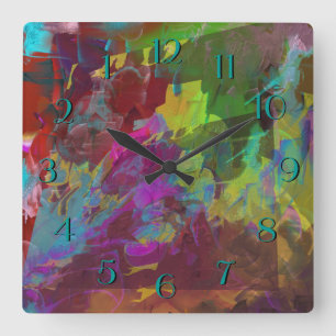 Two on one square wall clock