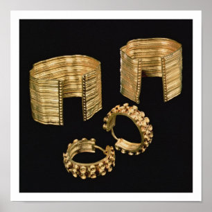 Two open facetted bracelets and a pair of earrings poster