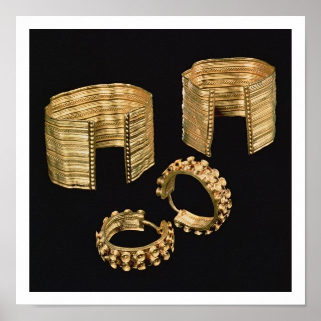Two open facetted bracelets and a pair of earrings poster (Front)