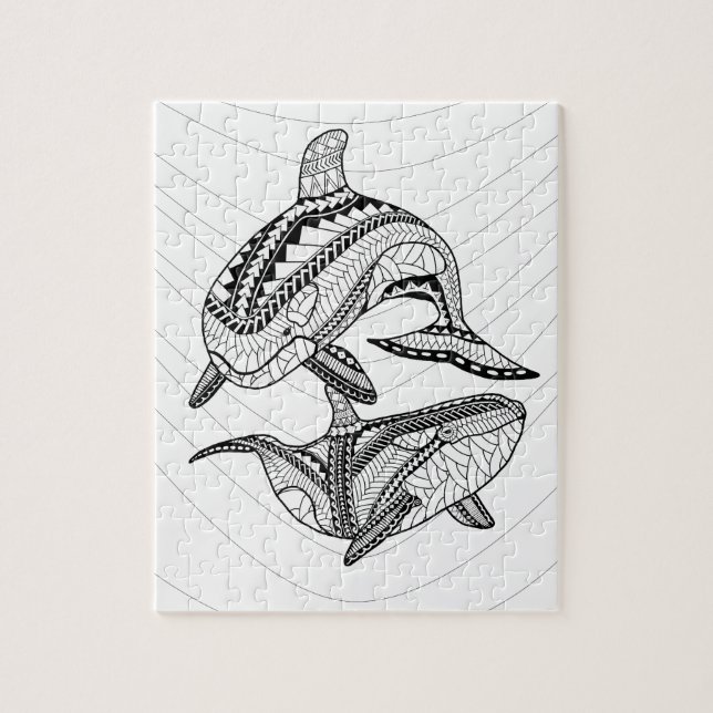 Two Orcas Adult Colouring Puzzle (Vertical)