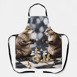 Two Otters Playing Chess, Apron