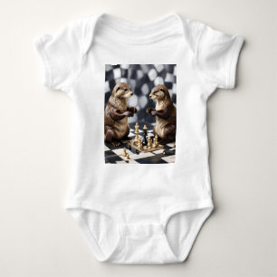 Two Otters Playing Chess, Baby Bodysuit