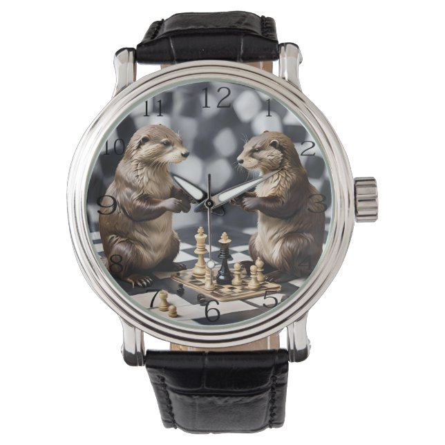 Two Otters Playing Chess,  Watch (Front)
