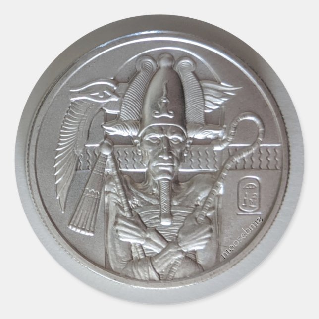 Two Ounce Osiris Silver Round Front Classic Round Classic Round Sticker (Front)