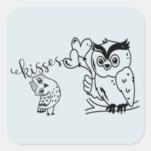 Two Owl Square Sticker