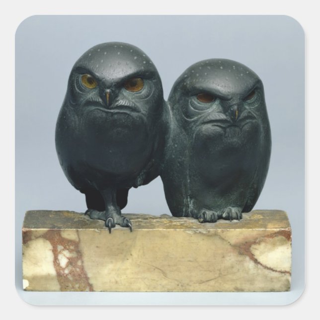 Two Owls, 1903-04 Square Sticker (Front)