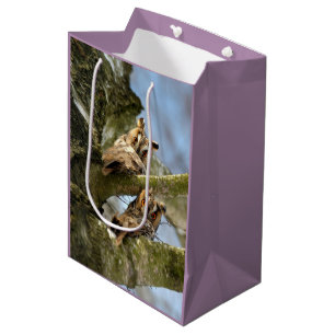 Two Owls in the Woods, birds, wildlife Medium Gift Bag