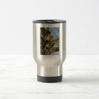Two Owls in the Woods, birds, wildlife Travel Mug