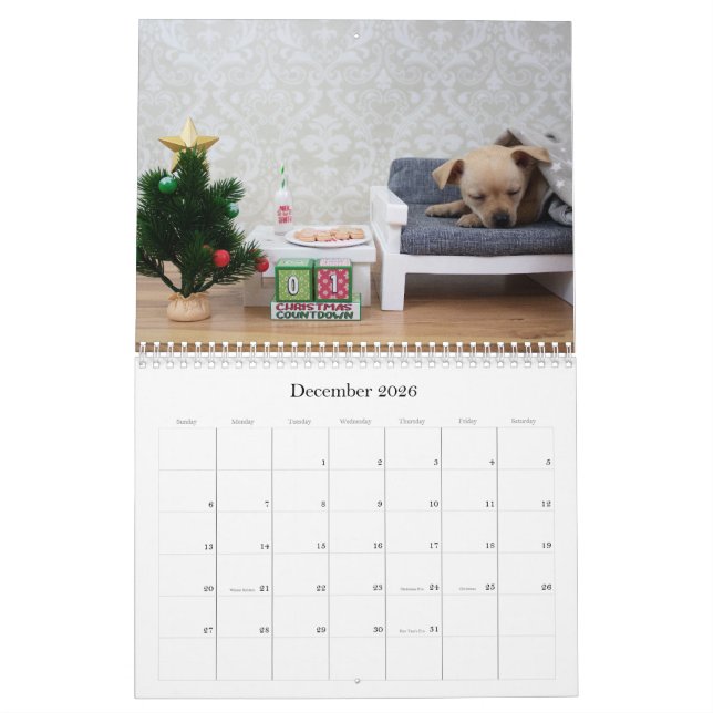 Two Page MediumCalendar, White Calendar (Dec 2026)
