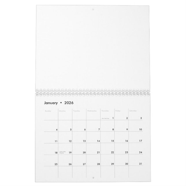 Two Page MediumCalendar, White Calendar (Jan 2026)