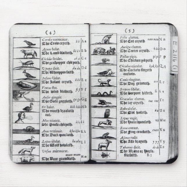Two pages from 'Orbis Sensualium Pictus' Mouse Pad (Front)