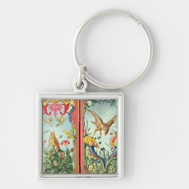 Two panels of carpet made into a folding key ring (Front)