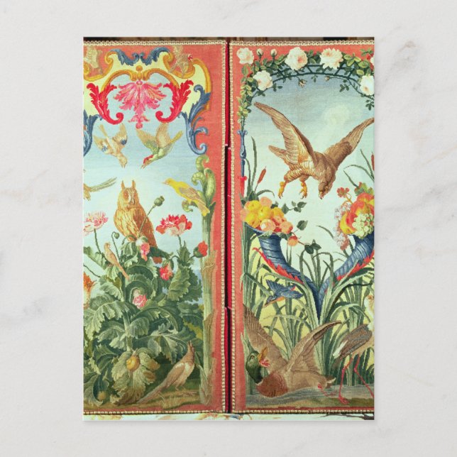 Two panels of carpet made into a folding postcard (Front)