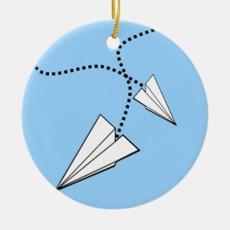 Two Paper Aeroplanes Ceramic Tree Decoration