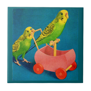 two parakeets ceramic tile