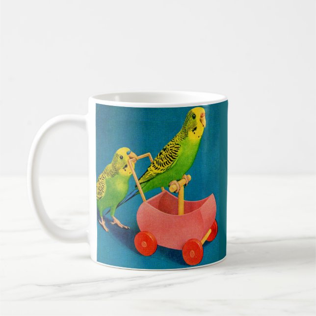 two parakeets coffee mug (Left)