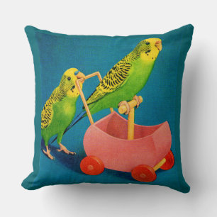 two parakeets cushion