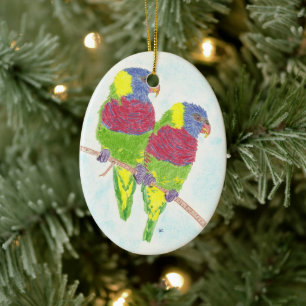 Two parrots Bird Christmas ornament