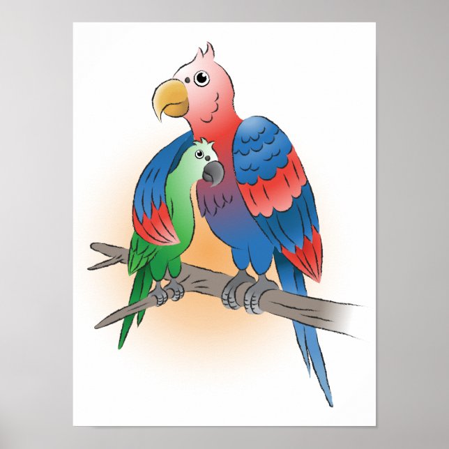 Two Parrots Happy Mother's Day Poster (Front)